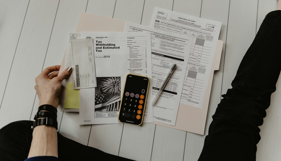 Financial records and billing paperwork on a desk