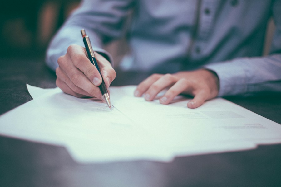 Business paperwork prepared for a financial review