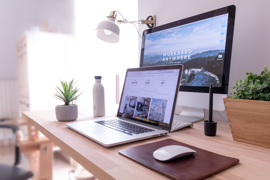 A modern workspace with a computer for website design